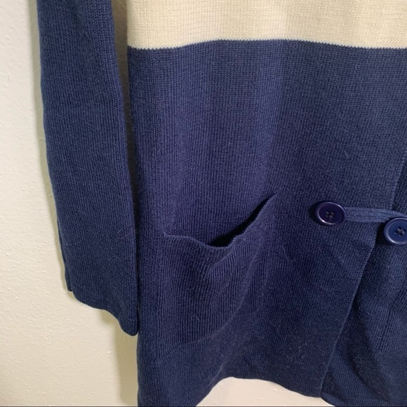 Ava Duster Cardigan Navy Cream Colorblock Stripe - Picture 5 of 10